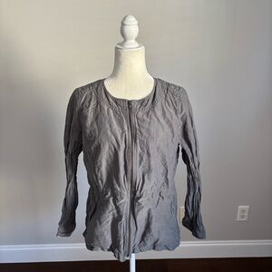 Eileen Fisher Gray Moto Zipper Longsleeve Jacket Top Size Large